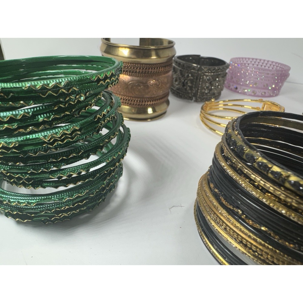 100pc Indian Bollywood Bangle Bracelet Lot Rhinestone Small 2.25-2.625" - Picture 5 of 14